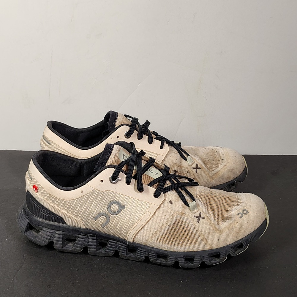 On Cloud X Women Size 8 Beige Black Mesh Lightweight Running Training Shoes - Picture 5 of 16